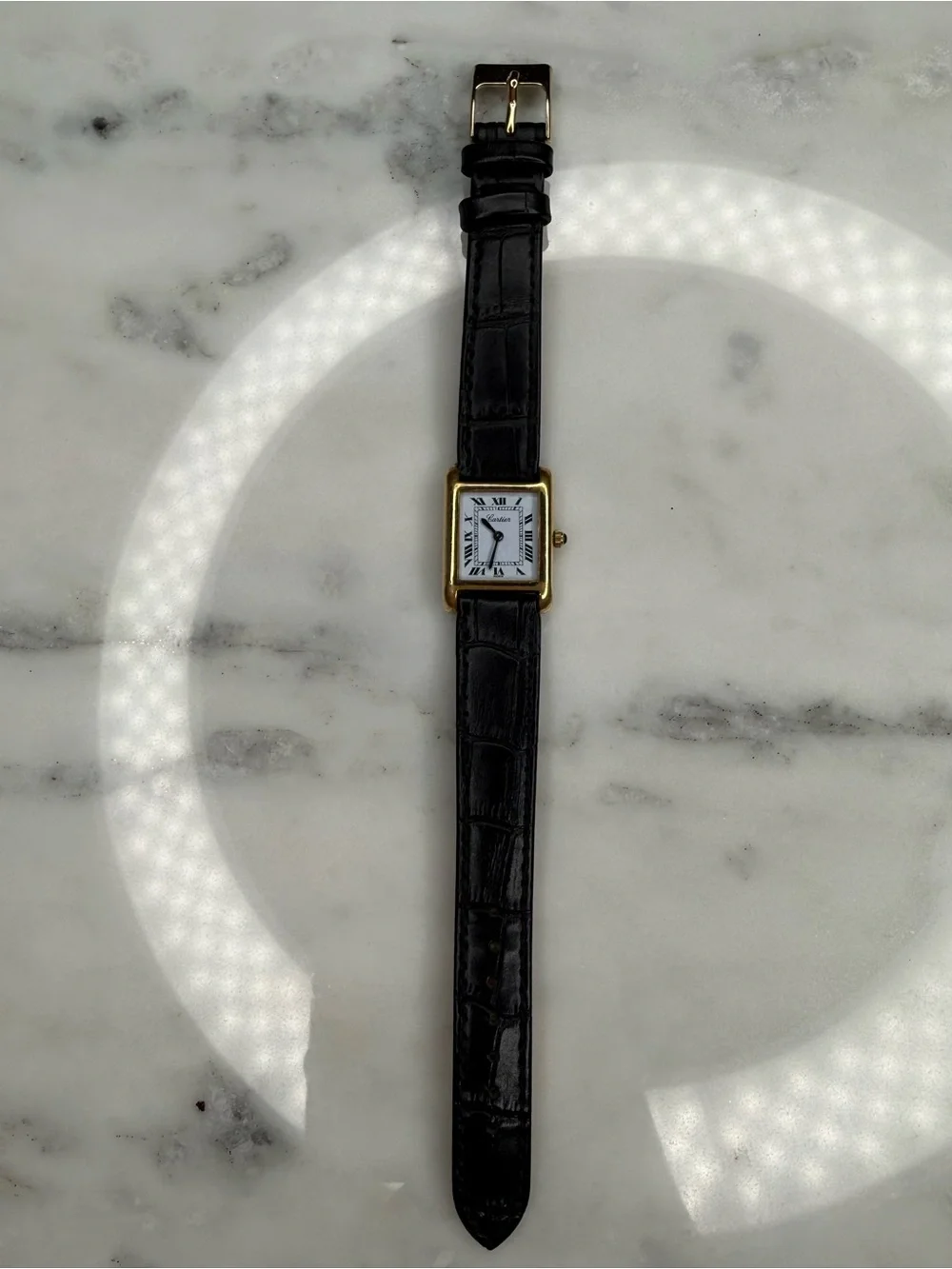 Auth Vintage Cartier Tank 18k Electroplated 1970s 21x28mm Manual Wind Movement